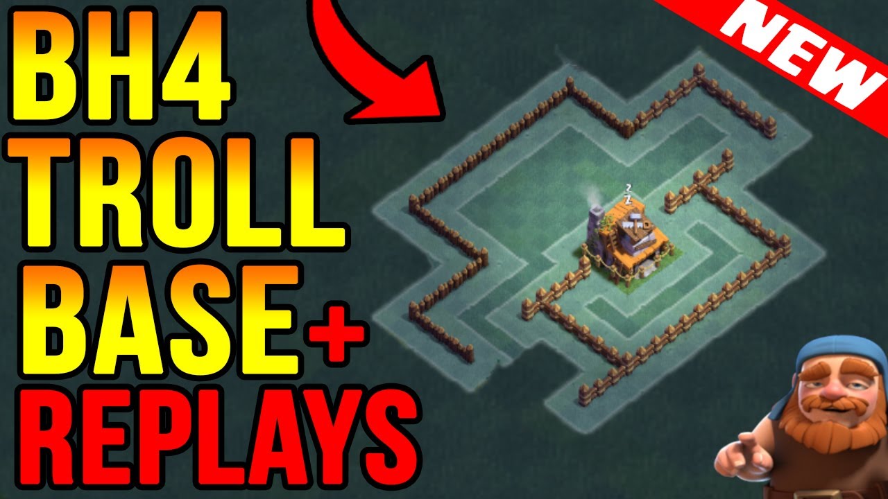 Best Builder hall 4(BH4) Troll base With Replays | Clash of Clans New Update 2017