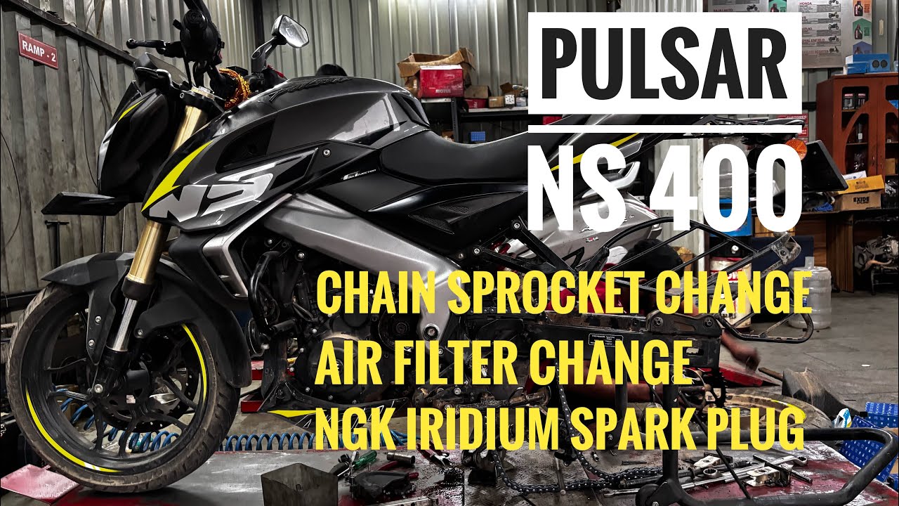 Bajaj NS 400 Chain Sprocket Change | Air Filter Change | NGK Iridium Spark Plug | NS 400 Chain Issue
