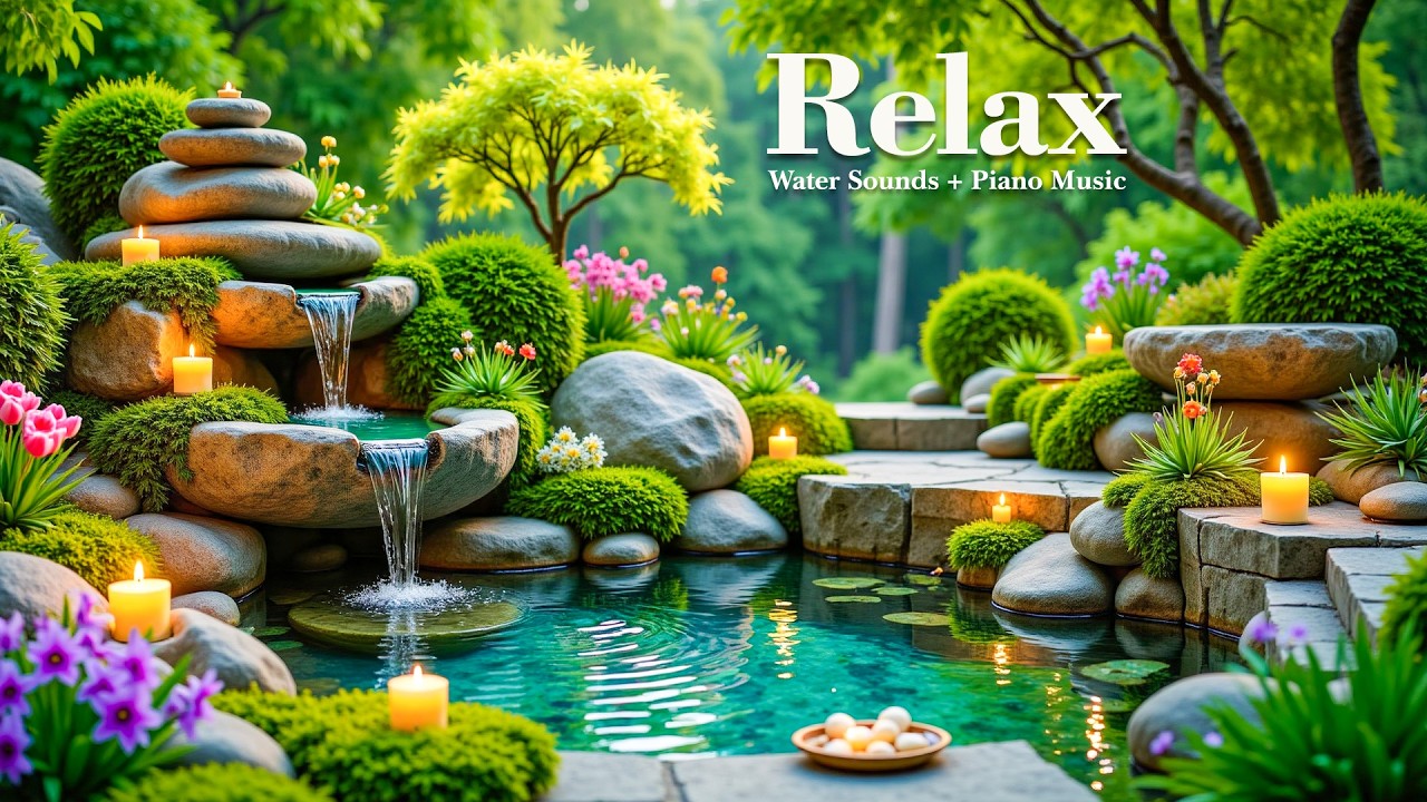 Relaxing Sleep Music + Bamboo Water Sounds 🌿 Calm Mind & Body, Anxiety Relief, Deep Sleep