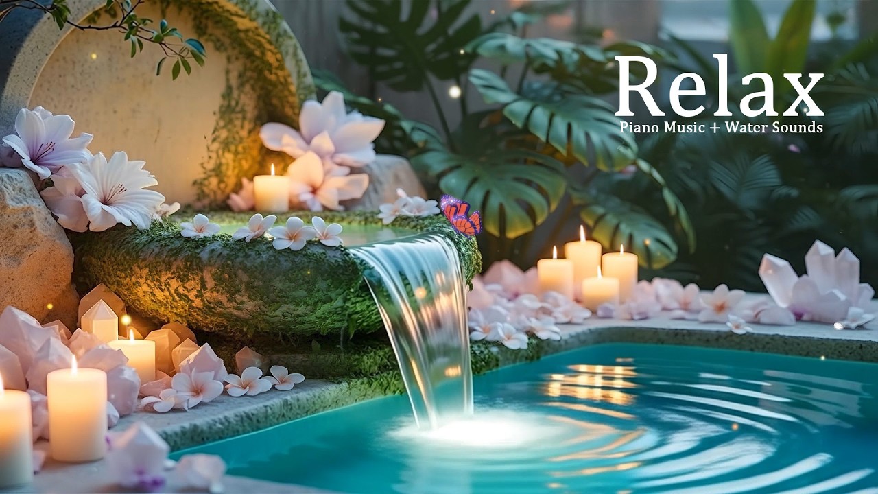Peaceful Piano Music with Flowing Water Sounds for Deep Relaxation – Ease Mental Stress