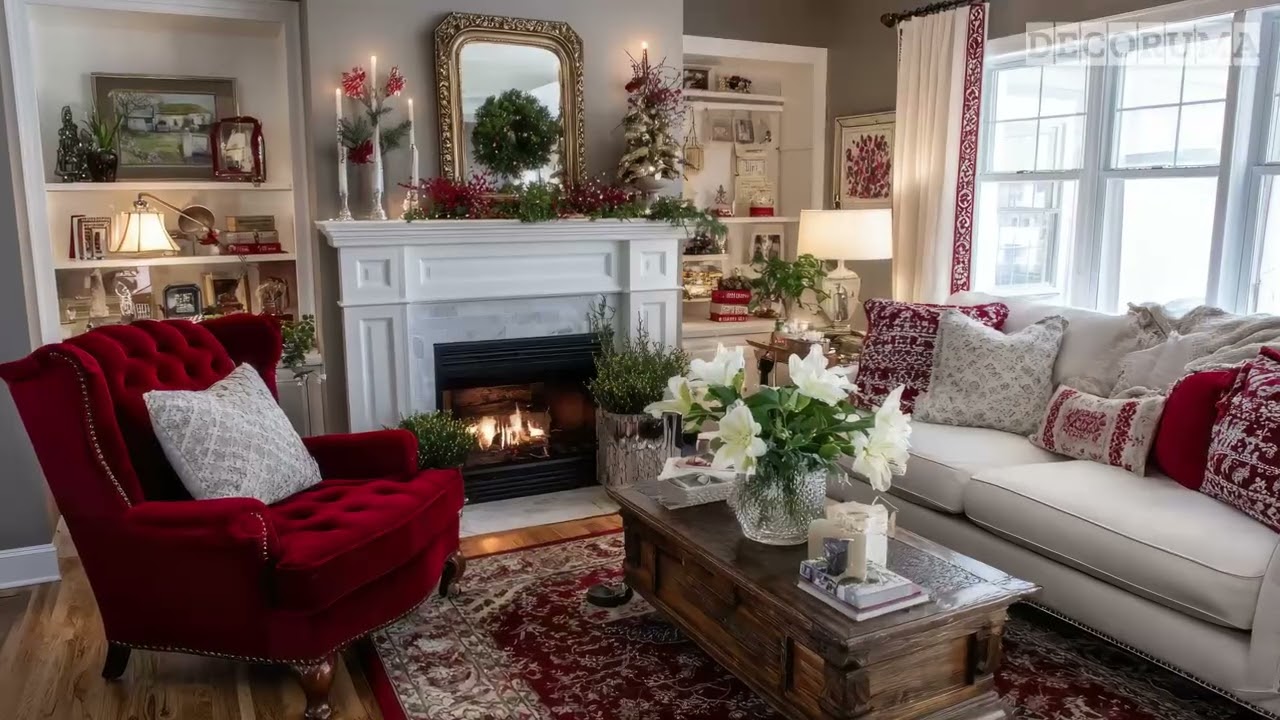 ❤️🎄 Уютное красное украшение для камина на Рождество | Теплый, шикарный и вневременной праздничны...