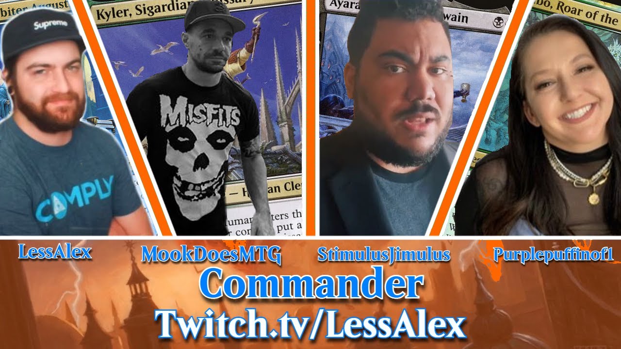Commander Gameplay | LessAlex, Mook, Simulus Jimulus, & Purple Poffin | Twitch Stream | MTG