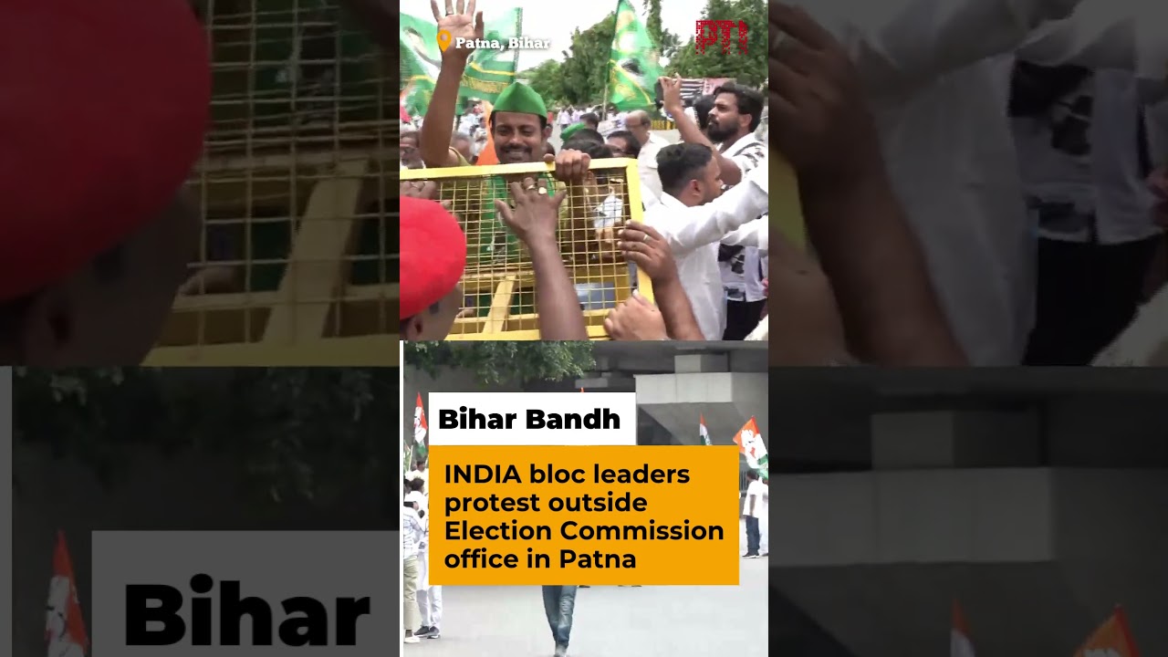 Bihar Bandh: INDIA bloc leaders protest outside Election Commission office in Patna