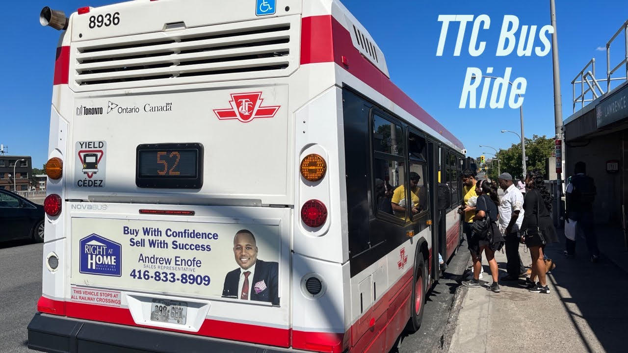 Toronto TTC 52 Lawrence West Bus Ride From Pearson Airport to Lawrence West Station 8/12/2022