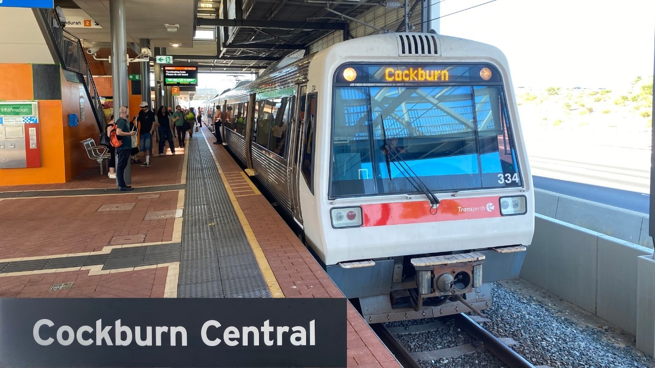 Trains at Cockburn Central Station