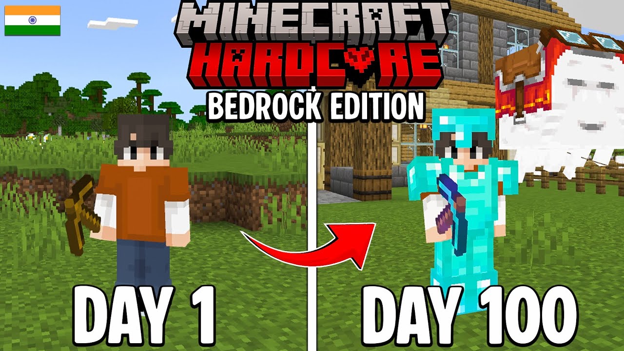  100 Days in Hardcore Minecraft Bedrock (Hindi)