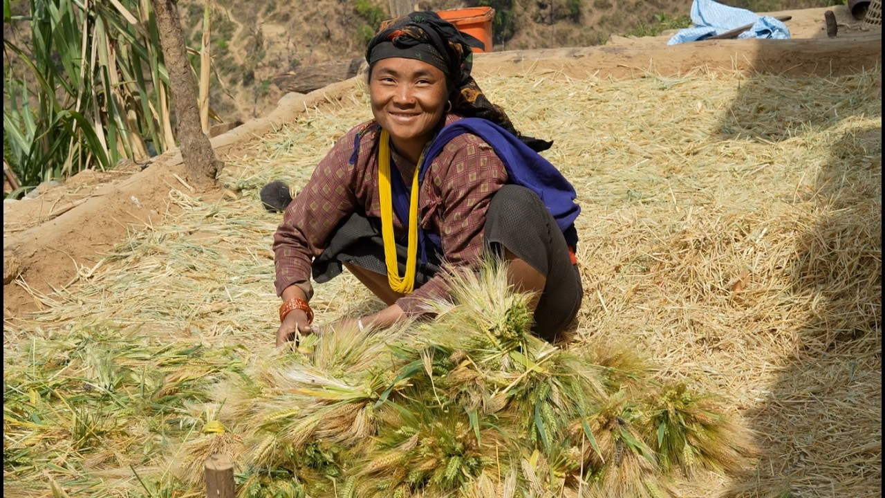 Cooking vegetables with local goat meat in the village ll Rural village life Nepal