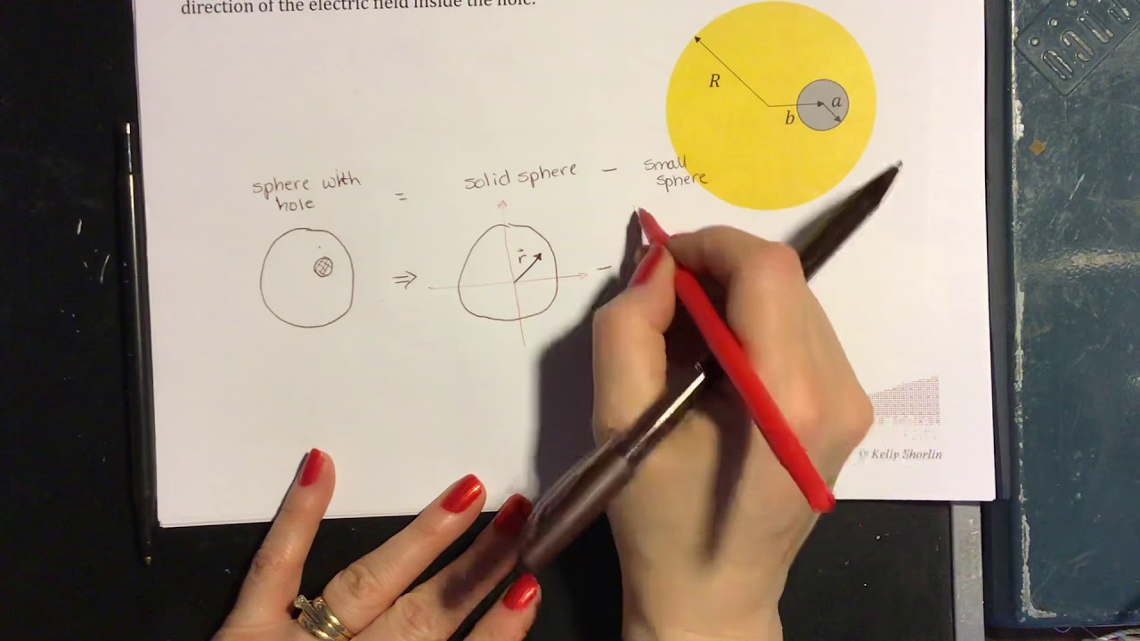 P2055: electric field of insulating sphere with spherical cavity (2/2)