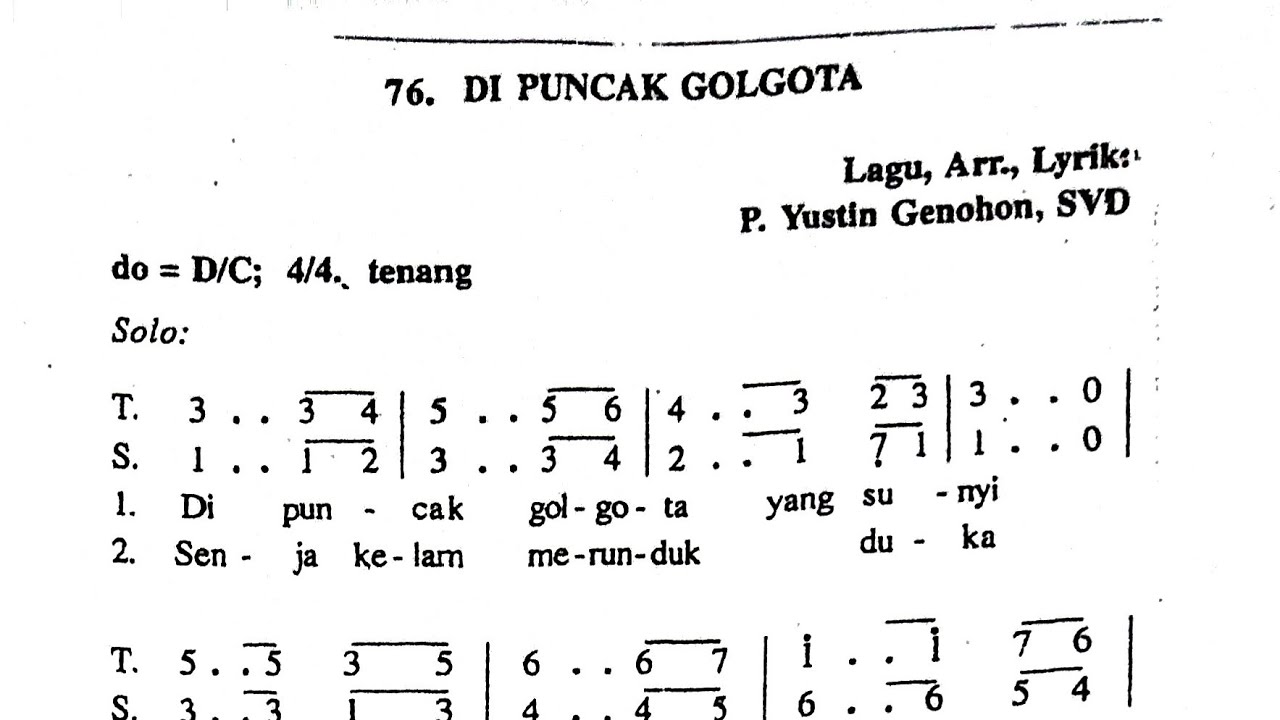 Lagu Misa Jumat Agung || Di Puncak Golgota arr Yustin Genohon SVD || Lagu Jumat Agung Katolik