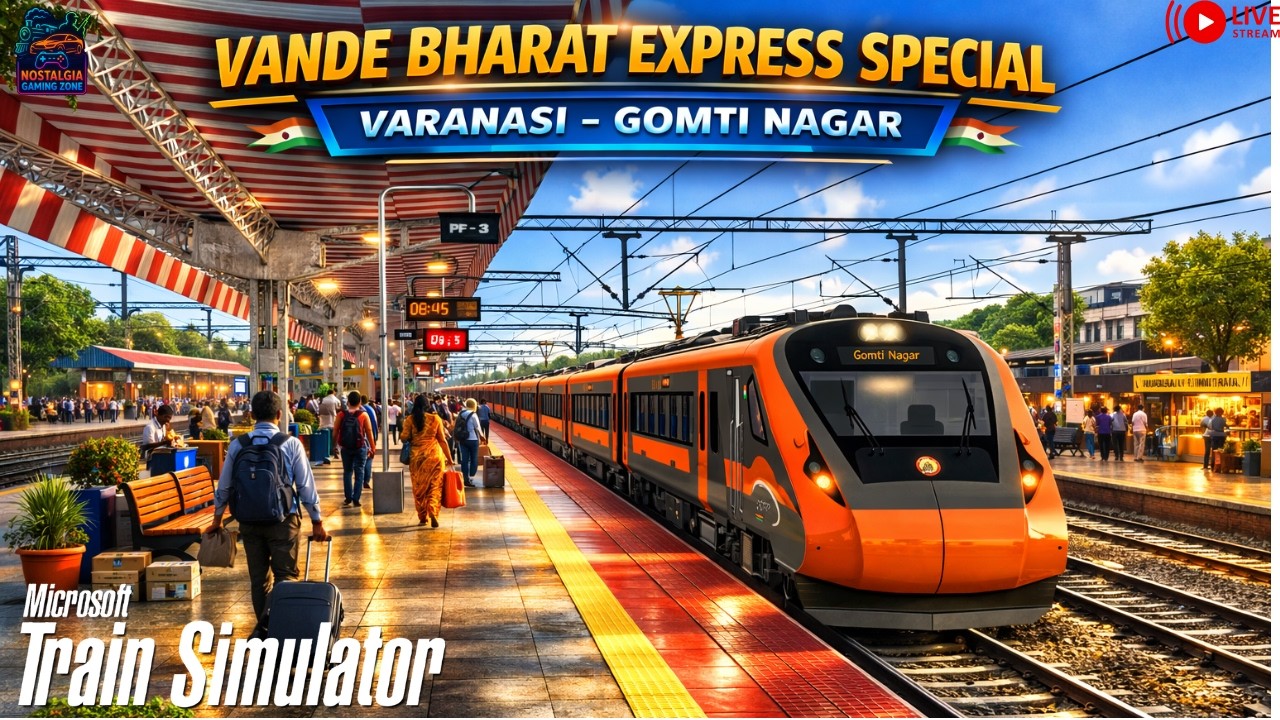 🚄 FULL SCREEN SAFFRON VANDE BHARAT LIVE ⚡ BSB–GTNR 130KMPH Premium Run TIIC Route 🔥#live #msts