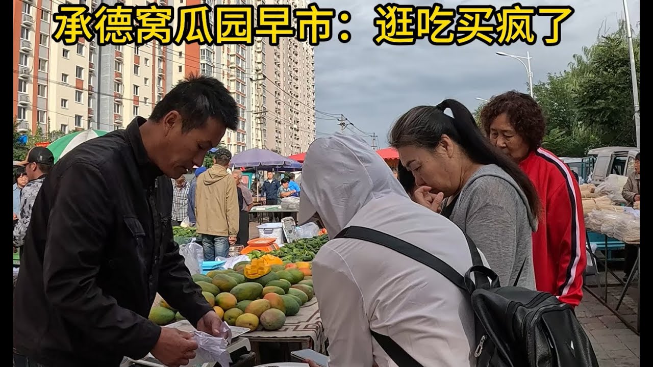 承德窝瓜园早市，晨光里吆喝声裹着烟火气漫开，新鲜蔬果带着露珠，现烙的饼香飘老远，针头线脑、农家酱菜挤得满满当当，大爷大妈挑得欢，几块钱就能拎走一兜脆生生的菜，这热乎劲儿和实在价，逛一次就爱上