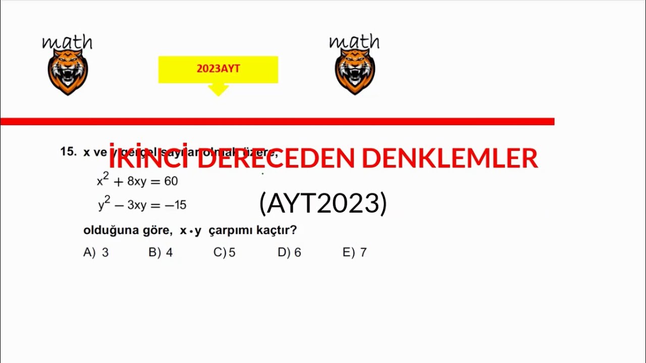 İKİNCİ DERECEDEN DENKLEMLER(AYT2023)