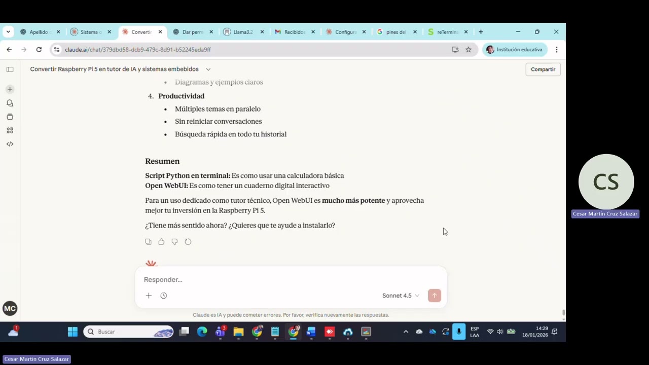 Tutor técnico en Open WebUI sobre una raspberry pi 5 de 16 gigas - Parte1