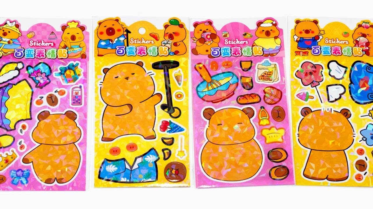 Paper Diy Capibara Make UP dress UP Fasion ASMR Satisfying Craft Sticker  #makeup #paper #sticker