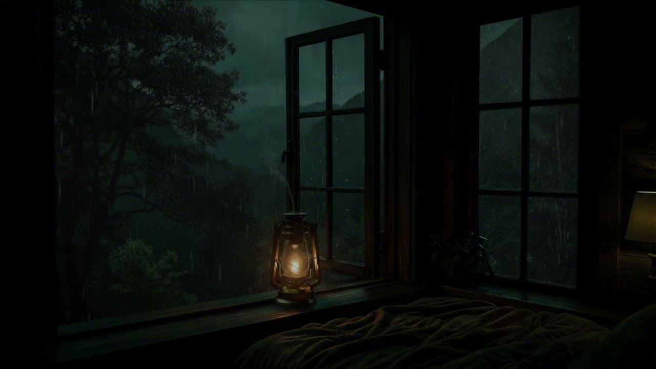 Midnight Rain & Rolling Thunder | Relaxing Window Ambience for Sleep