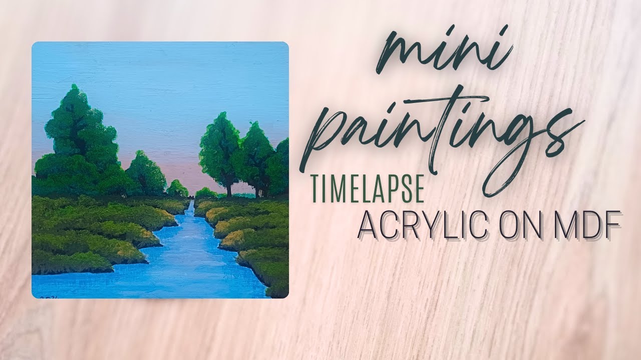 Mini Acrylic Painting! Serene Landscape - Art Time lapse