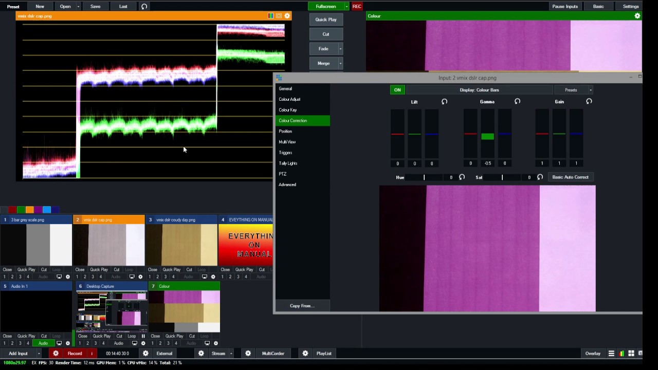 A simple guide to colour correction in vMix.