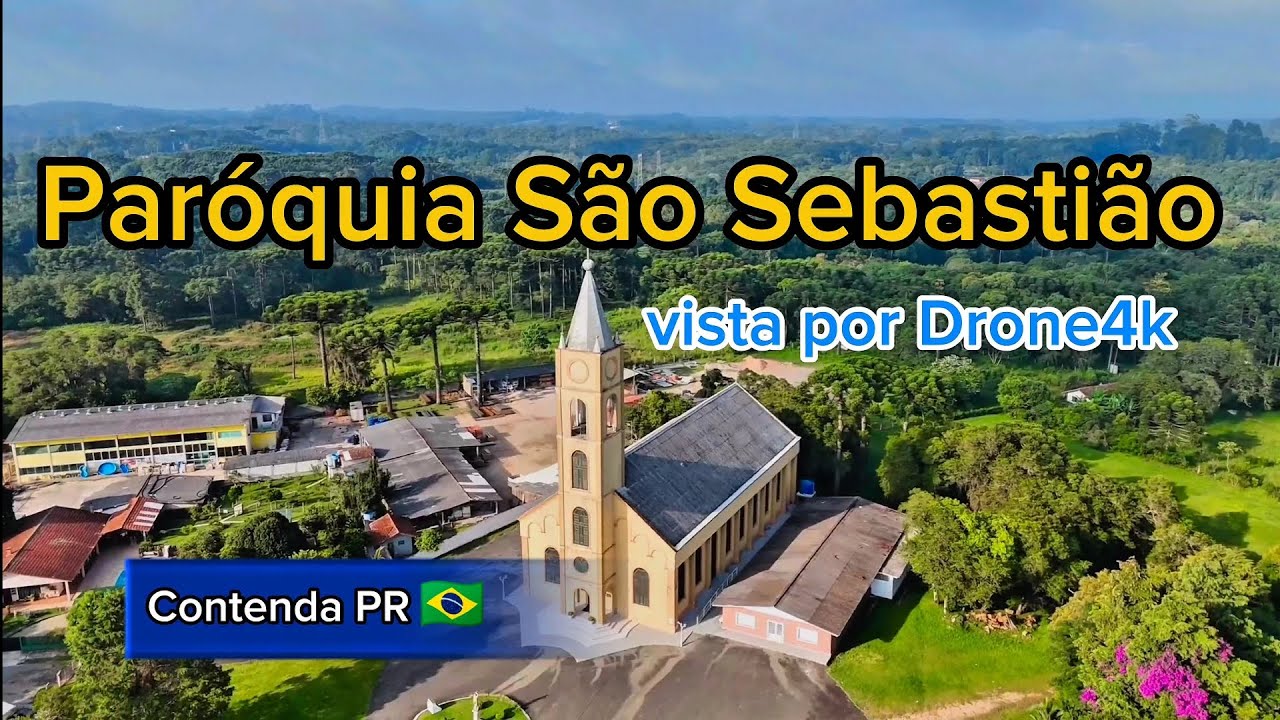 Vôo de Drone  incrível sobre a Paróquia São Sebastião - Contenda PR 🙌🏻🚁🇧🇷 (Imagens 4k)