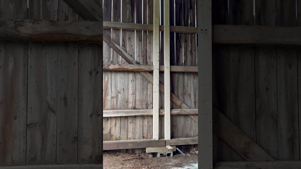 Post and beam barn repair. Rotted corner post replacement.