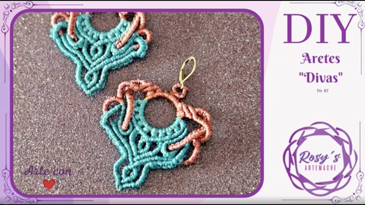 DIY Tutorial completo de aretes en macramé. Aprende paso a paso.