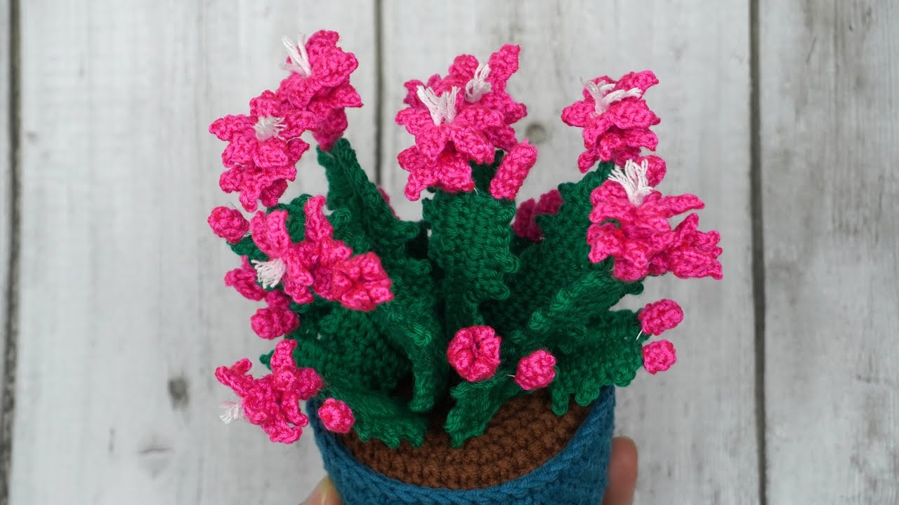 CACTUS CON FLORES TEJIDO A CROCHET