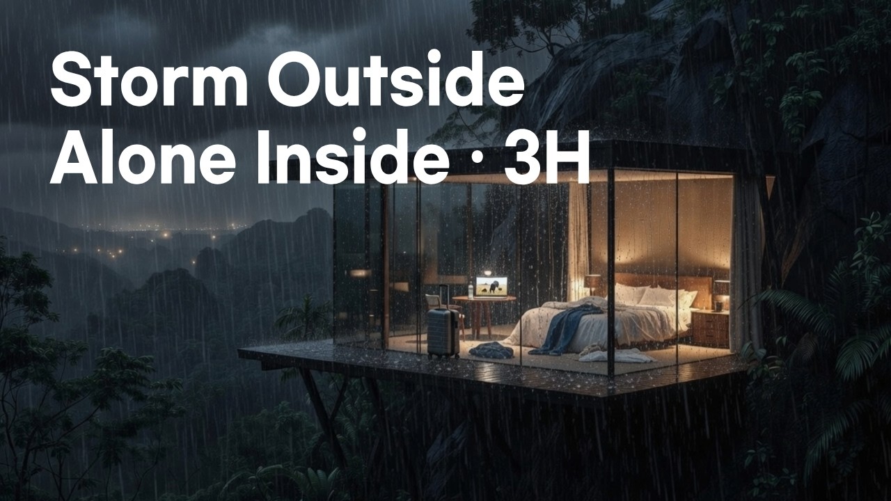 Storm Outside, Safe Inside | Cliff Glass Room Rain Sounds 3H