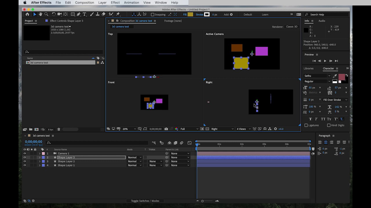 After Effects Tutorial Lesson 4 - 3D Camera Tool