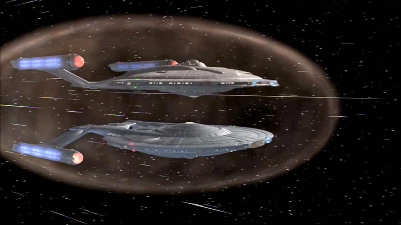 Columbia NX-02 rendezvous with Enterprise NX-01 so Trip can reboot engines