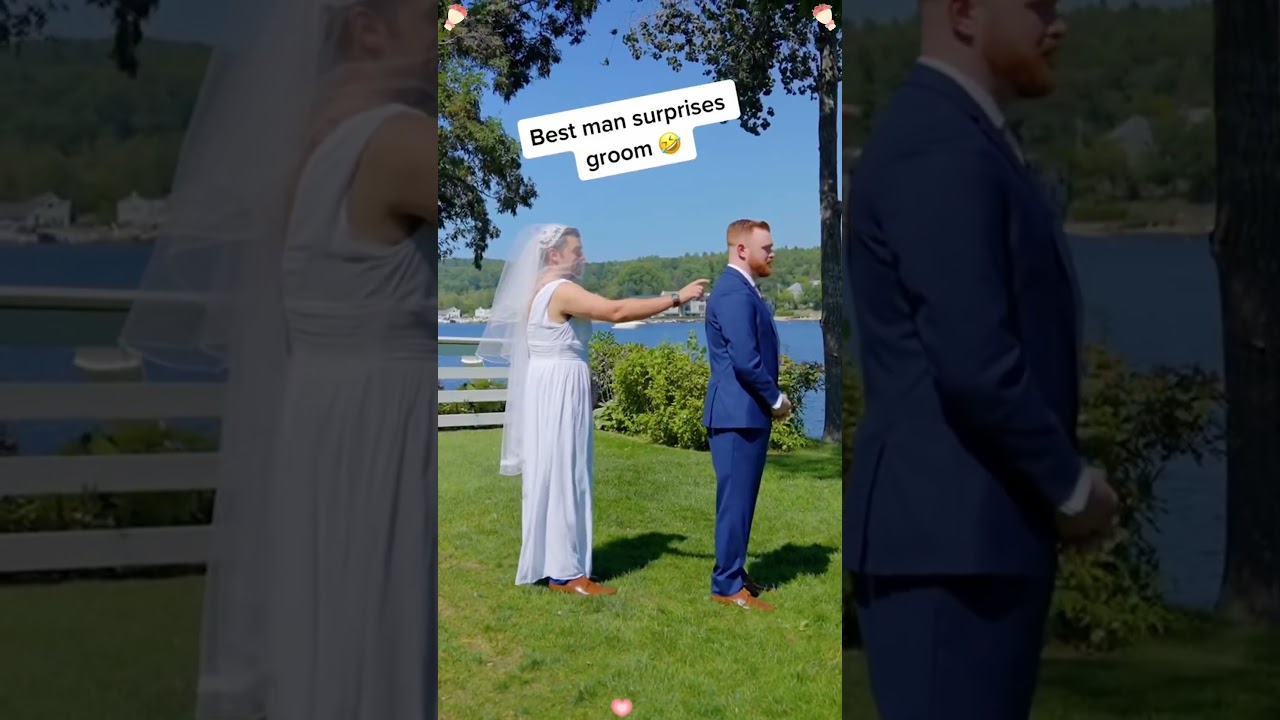 He turned around, expecting to see his bride&hellip;#foryou #funny #weddingday #firstlook #prank #friends