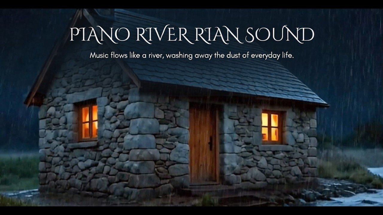 River Flows , rain and Piano Sound In Your 60 Minutes Version FULL HD 1080 (River Video Background )