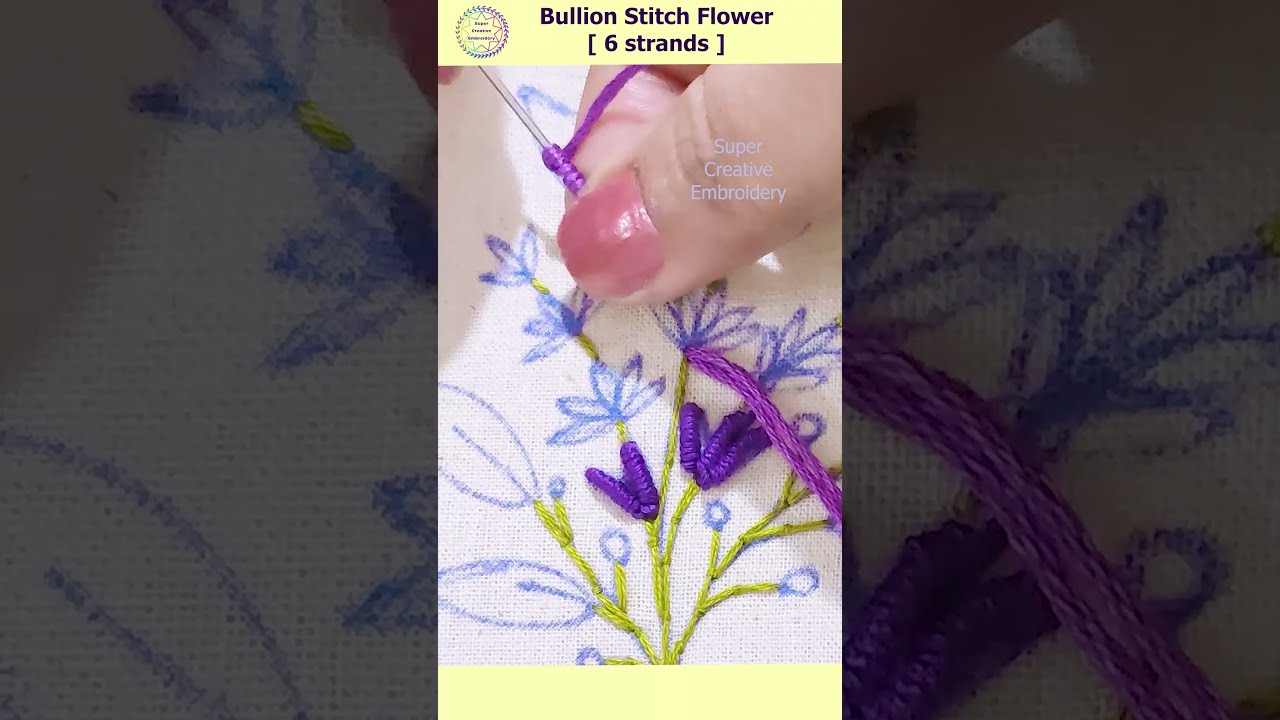 Bullion Knots Embroidery for beginners / Best Bullion Knot Stitch Tutorial #handembroidery #shorts