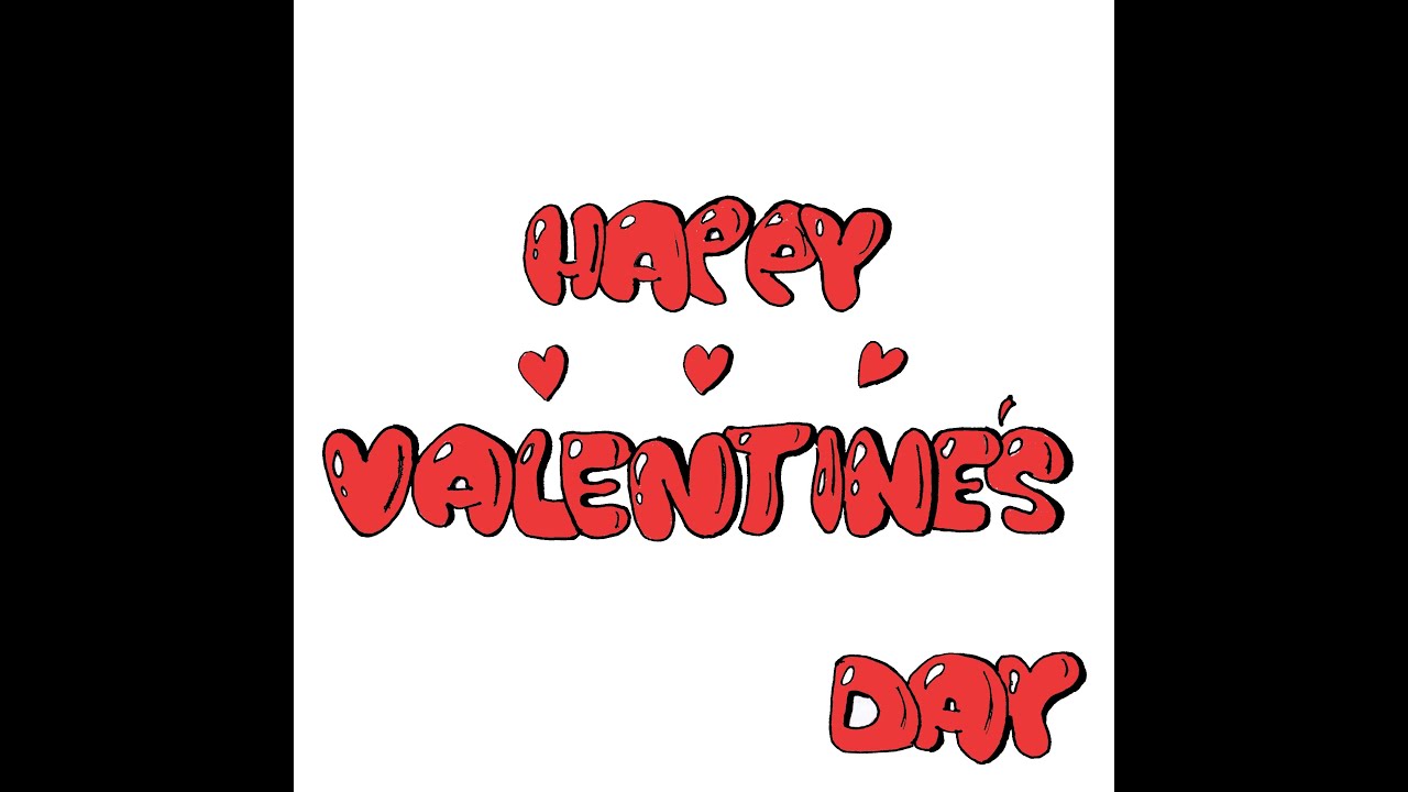 How to Draw + color Happy Valentine's Day - Graffiti Bubble Letters - EASY - Fun2.0 Draw