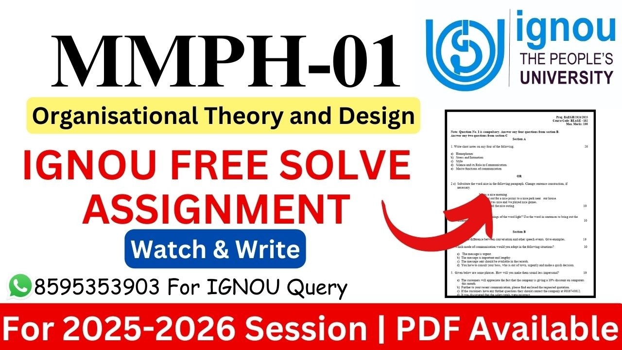 IGNOU MMPH-01 2025-2026 Solve Assignment | IGNOU Free Solve Assignment 2025-2026 | IGNOU |