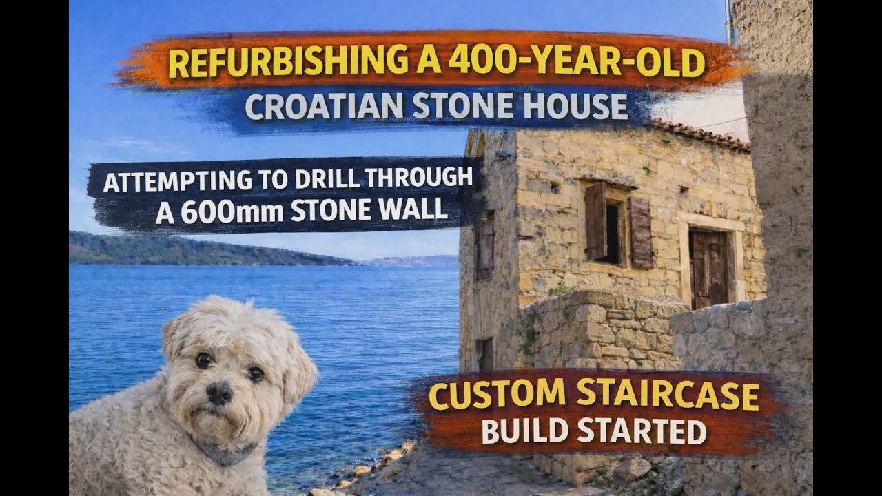 Power Connected, Outside Tap Installed & Staircase Build Begins |  Croatian Stone House Renovation