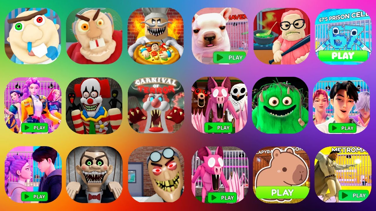ROBLOX,Baby Bobby Daycare,Miss Ani-Tron's Detention,EVIL GRANDPA,,BARRY'S PRISON,Carnival of Terror