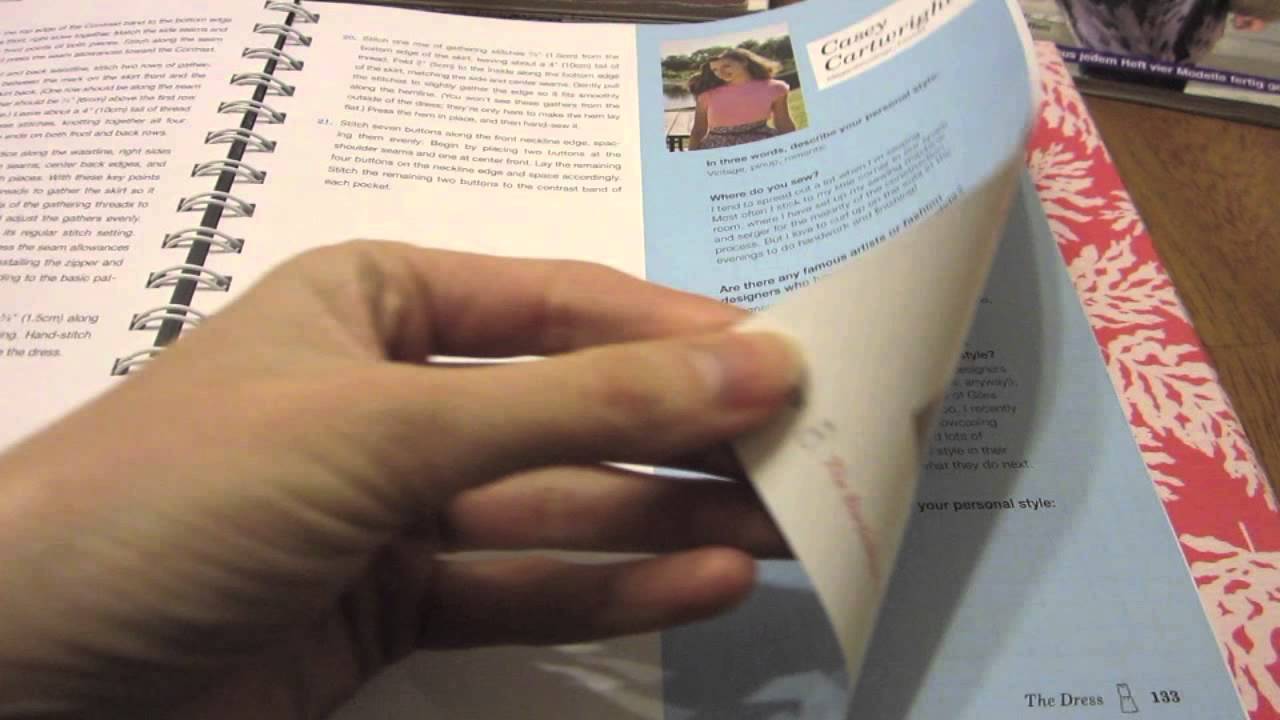 ASMR sewing book (spiral binding) and magazine page flipping and whispering