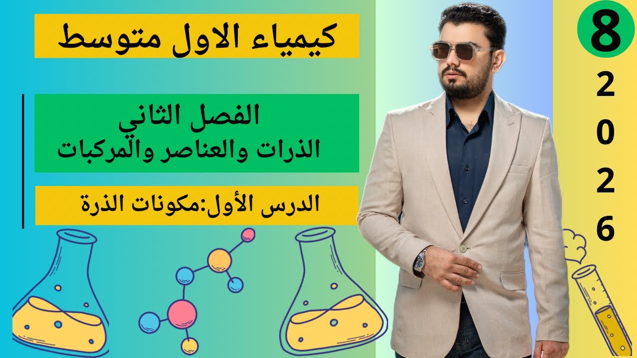 كيمياء الاول متوسط | الفصل الثاني الذرات والعناصر والمركبات |الدرس الاول مكونات الذرة| المحاضرة (8)