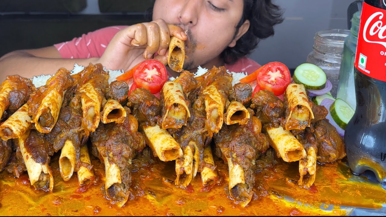 MUKBANG : 3kg NALLI BONES CHALLENGE & MUTTON BONE MARROW EATING CHALLENGE WITH RICE & COC-COLA