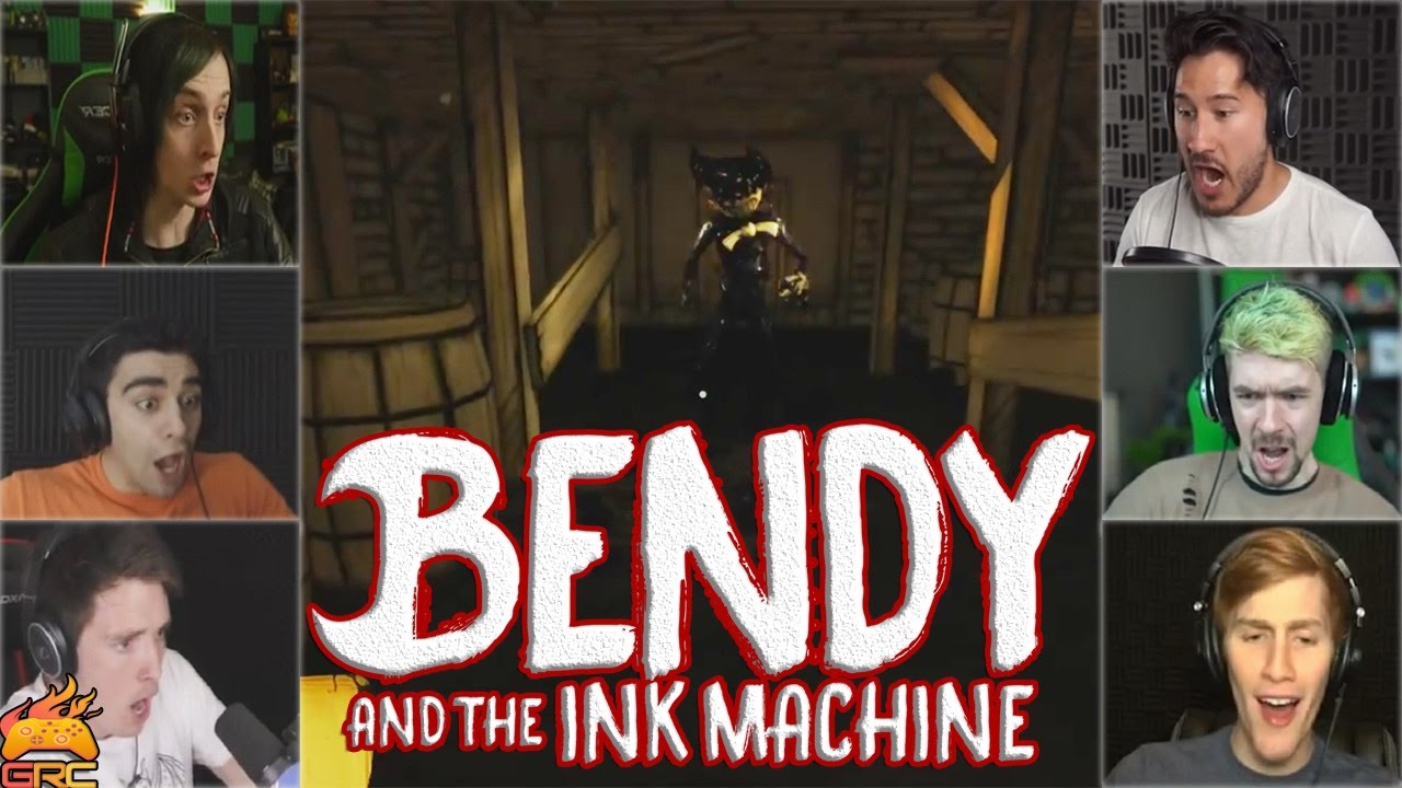 Gamers Reactions to Bendy (Part 1) (Jumpscare) | Bendy and The Ink Machine - Chapter 2