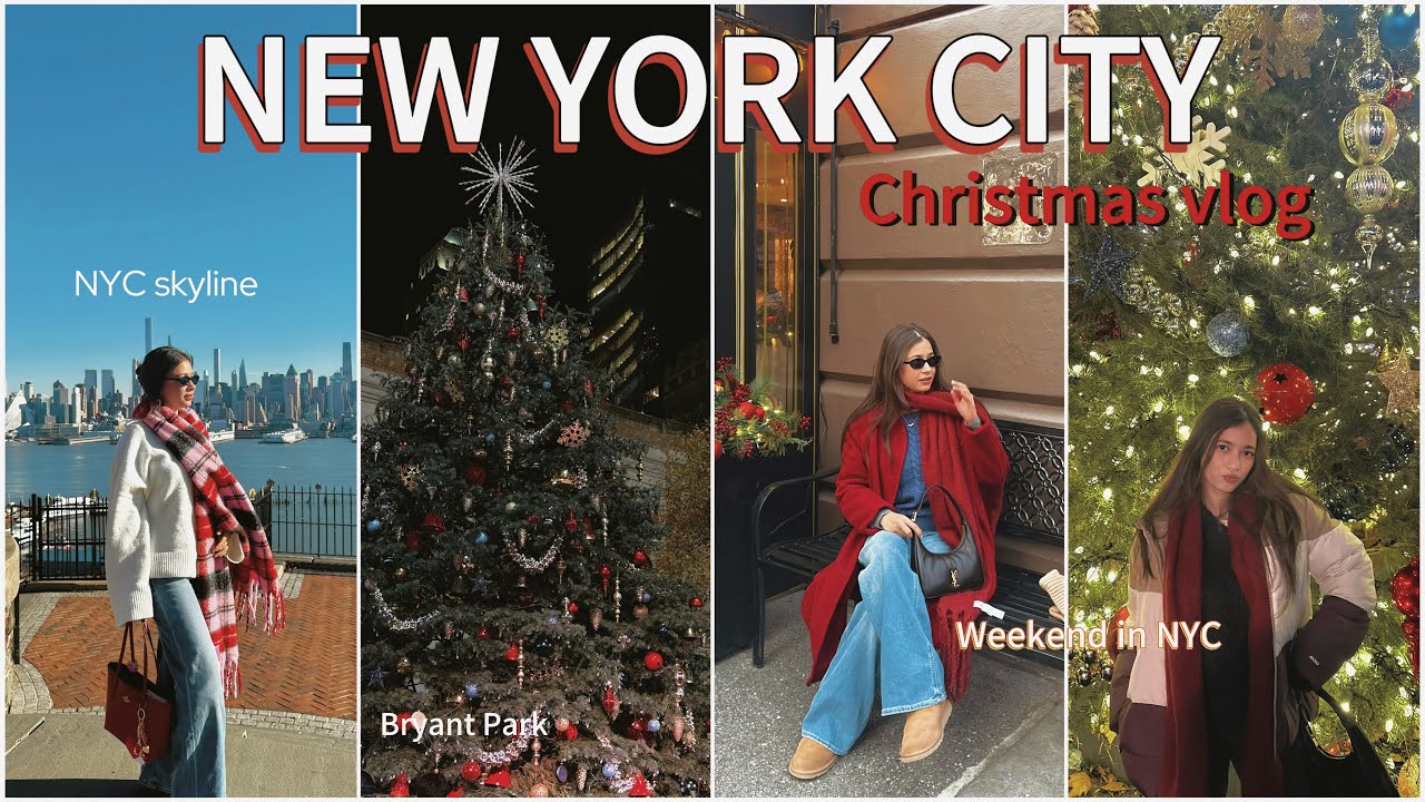 Christmas in NYC: Bryant park Christmas market, Rockefeller Christmas tree, NYC skyline 