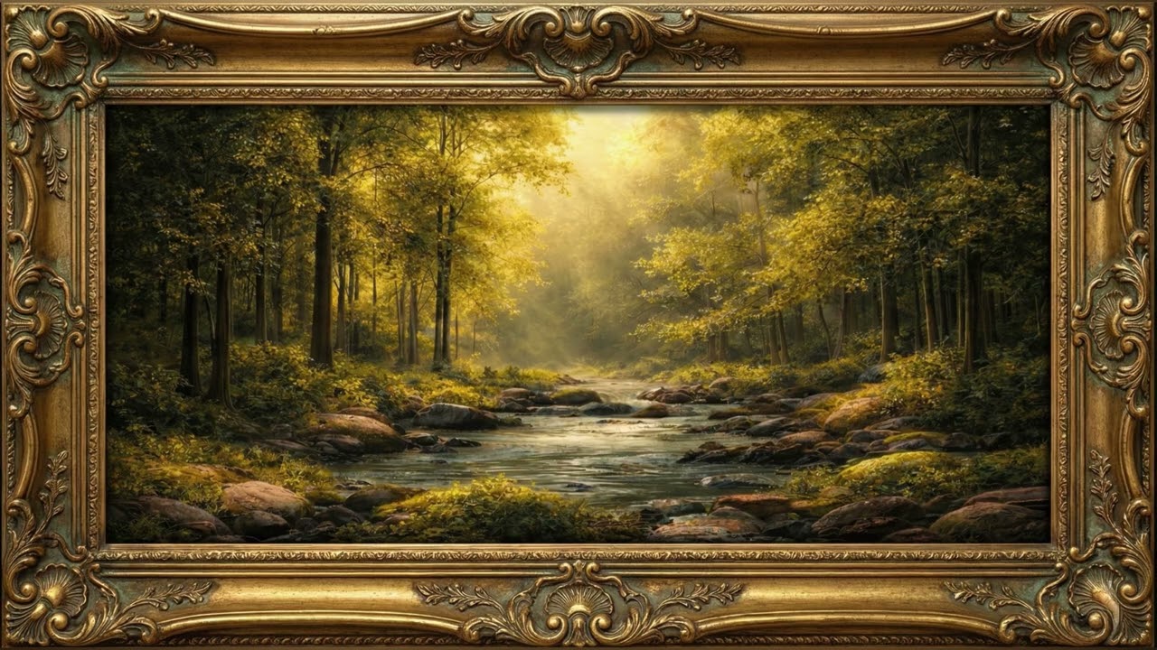 Vaastu Shastra Inspired Nature Art 🏞️ | Wealth Attractor | Gold Framed 🌟| Luxury Screensaver✨