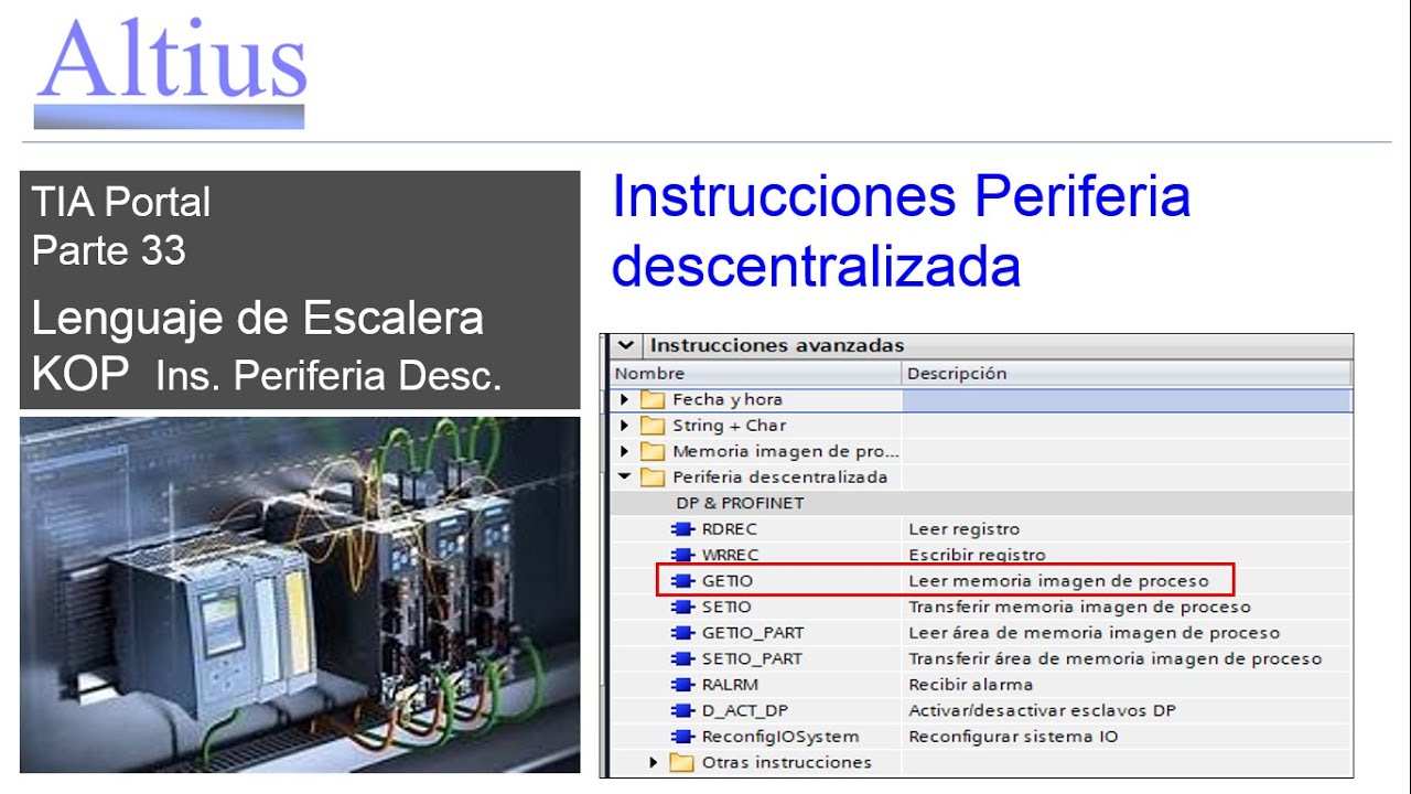 Altius 33 TIA Portal KOP instrucciones periferia