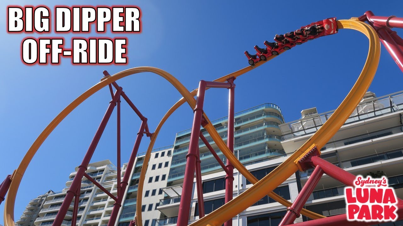 Big Dipper Off-Ride Footage, Luna Park Sydney Intamin Single Rail Coaster | Non-Copyright