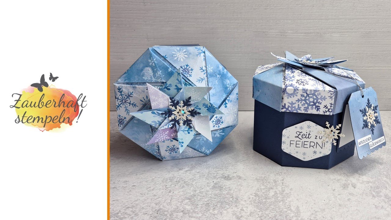8-eckige Origami Sternbox Geschenkbox | SCHNEEFLOCKENTRAUM | origami star gift box  Stampin' Up! diy