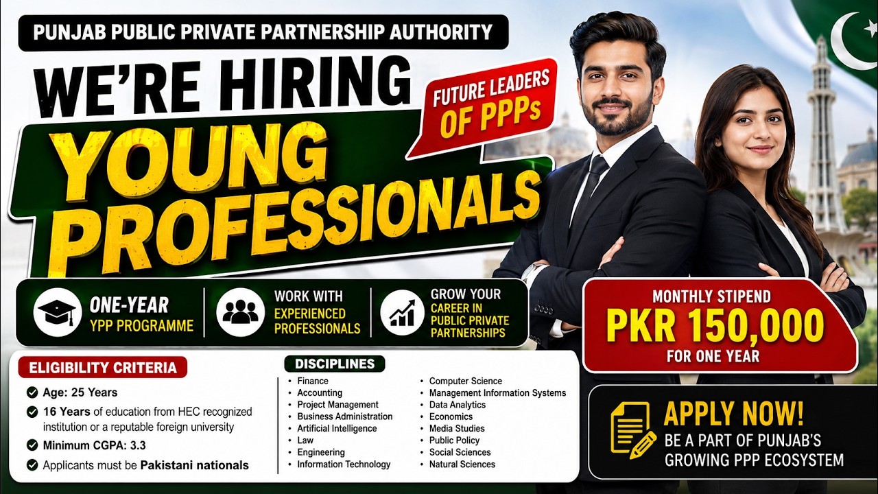 PKR 150,000 Monthly Stipend | Young Professionals Program 2026 in Punjab | Govt Paid Internship