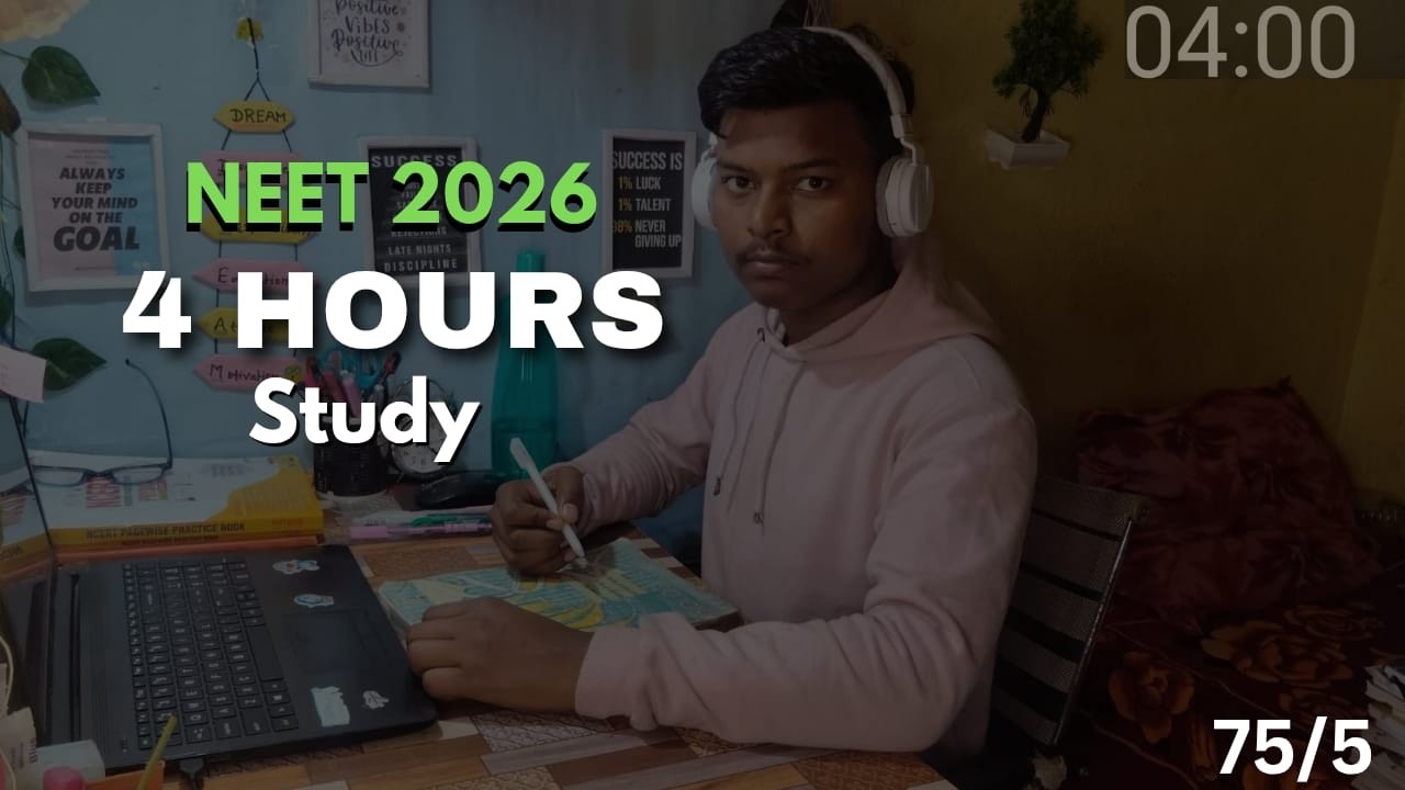 4 HOURS 🔴LIVE STUDY WITH ME |  75/5 pomodoro 🎯day-35📚NEET 2026 📚JEE 2026📚 #neet #studywithme