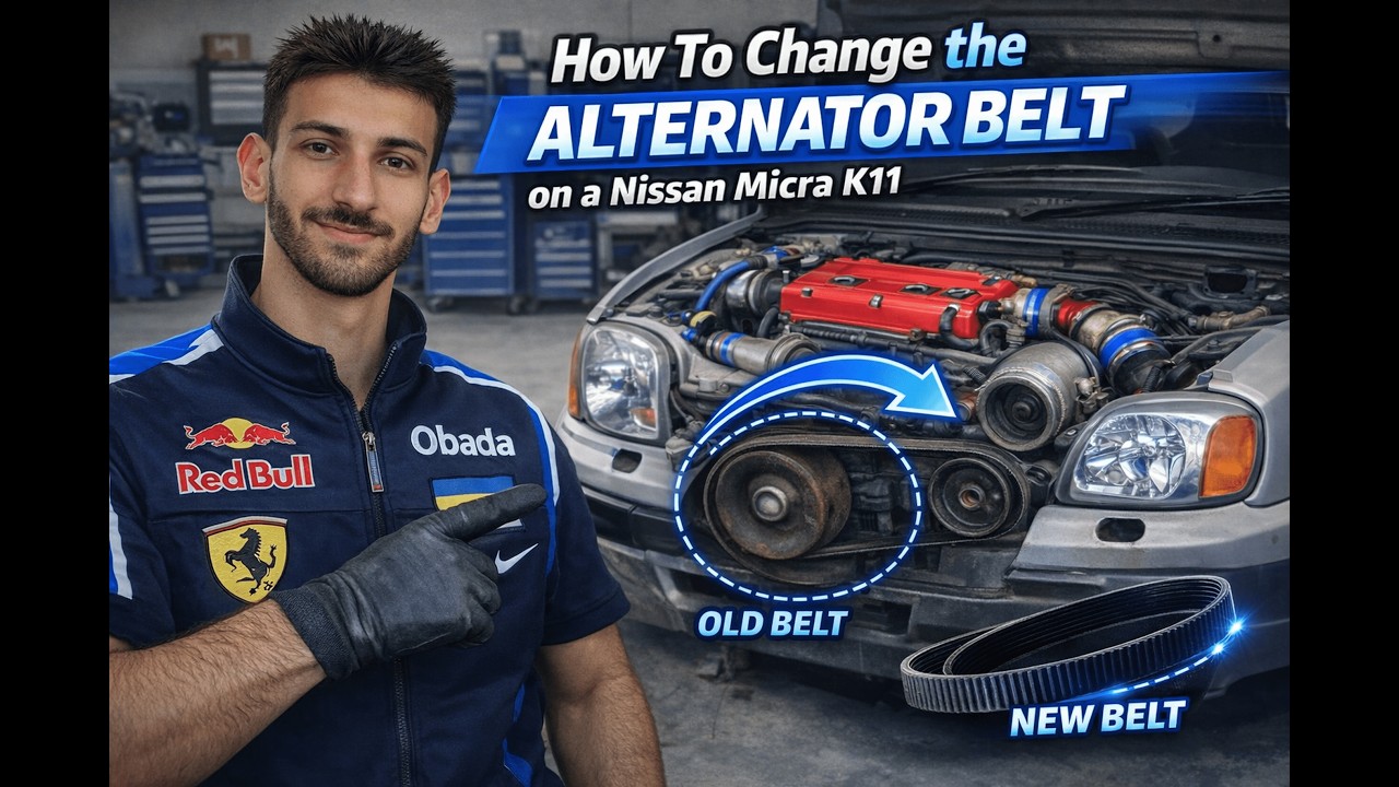 How to change the alternater belt on a Nissan Micra K11 - Obada CarGuy