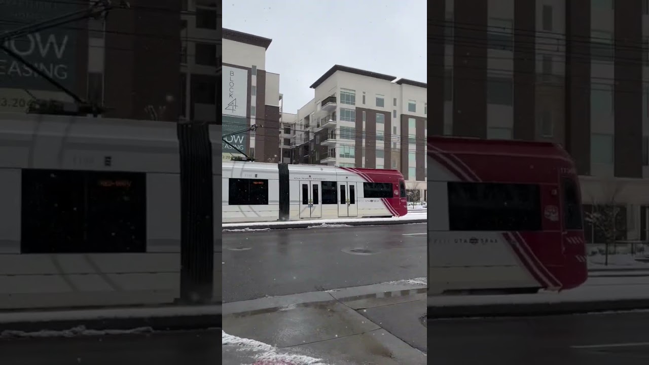 Utah Transit TRAX in the snow in SLC