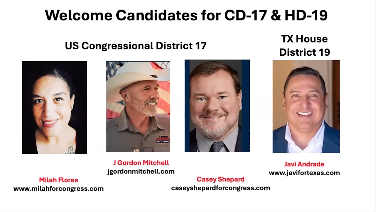 Indivisible 1431 - Democratic Primaries 2026 - Candidate Check-In for CD-17 and TX HD19.