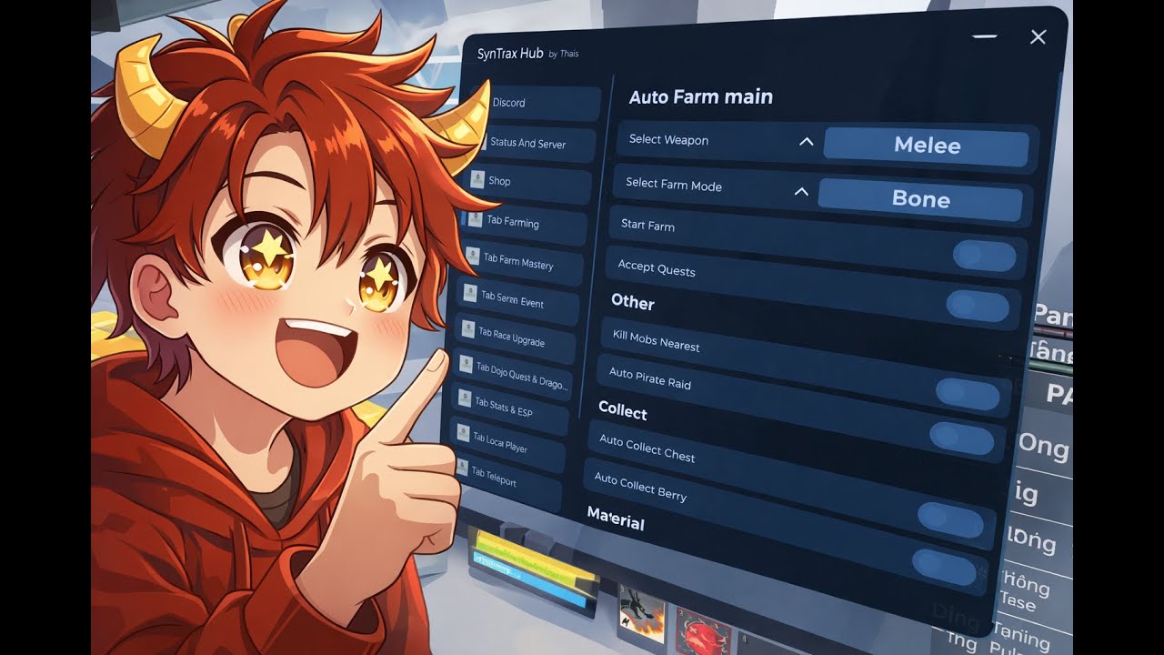 Script blox fruits auto farm mastery trái và súng, auto farm đảo rồng và nhiều khác siêu ngon!!!!!